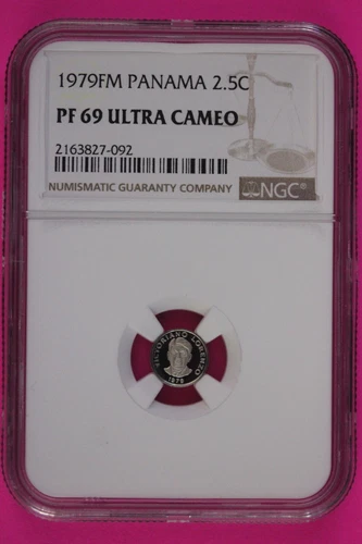 1979 Panama PF 69 Ultra Cameo Proof 2.5 Centesimos Coin NGC Certified Slab 799