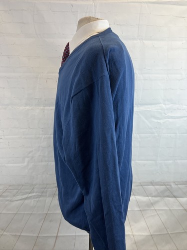 FALL/WINTER Jos A. Bank Men's Blue Solid Cotton V Neck Sweater XL $98 - Picture 4 of 8