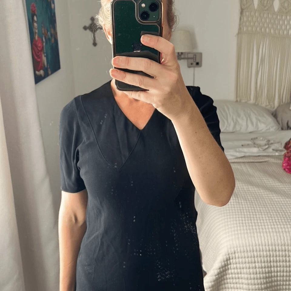 Vestido Balenciaga Triacetato Mujer Talla 38 US 2 Negro Cuello en V Foto 2 de 4