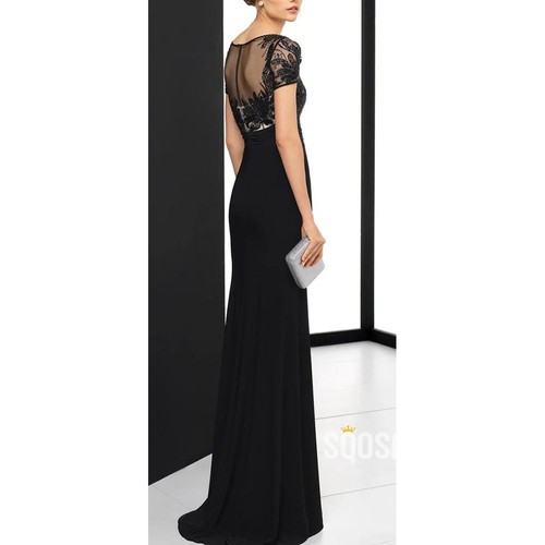 David Meister Long Sheath Black Applique Illusion Beaded Gown, sz 2, Intricate - Picture 5 of 21