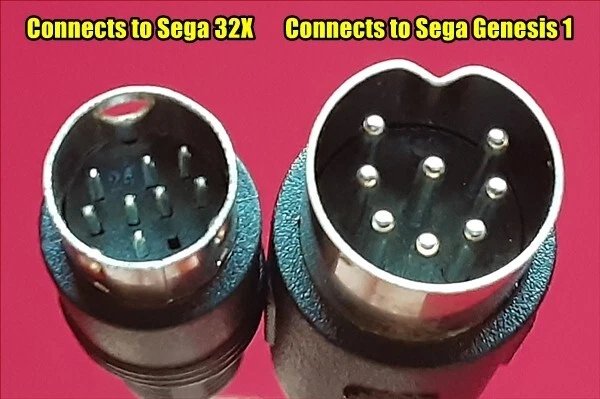 Sega 32X AC Adapter W/LED & FULL STEREO Set & Link Cable for Sega Genesis 1 NEW - Image 3 of 4