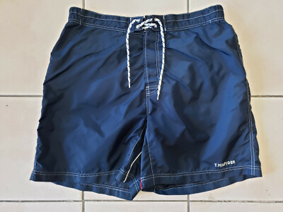 Vintage Tommy Hilfiger Nylon Swim Trunks/Shorts, Navy Blue, XL