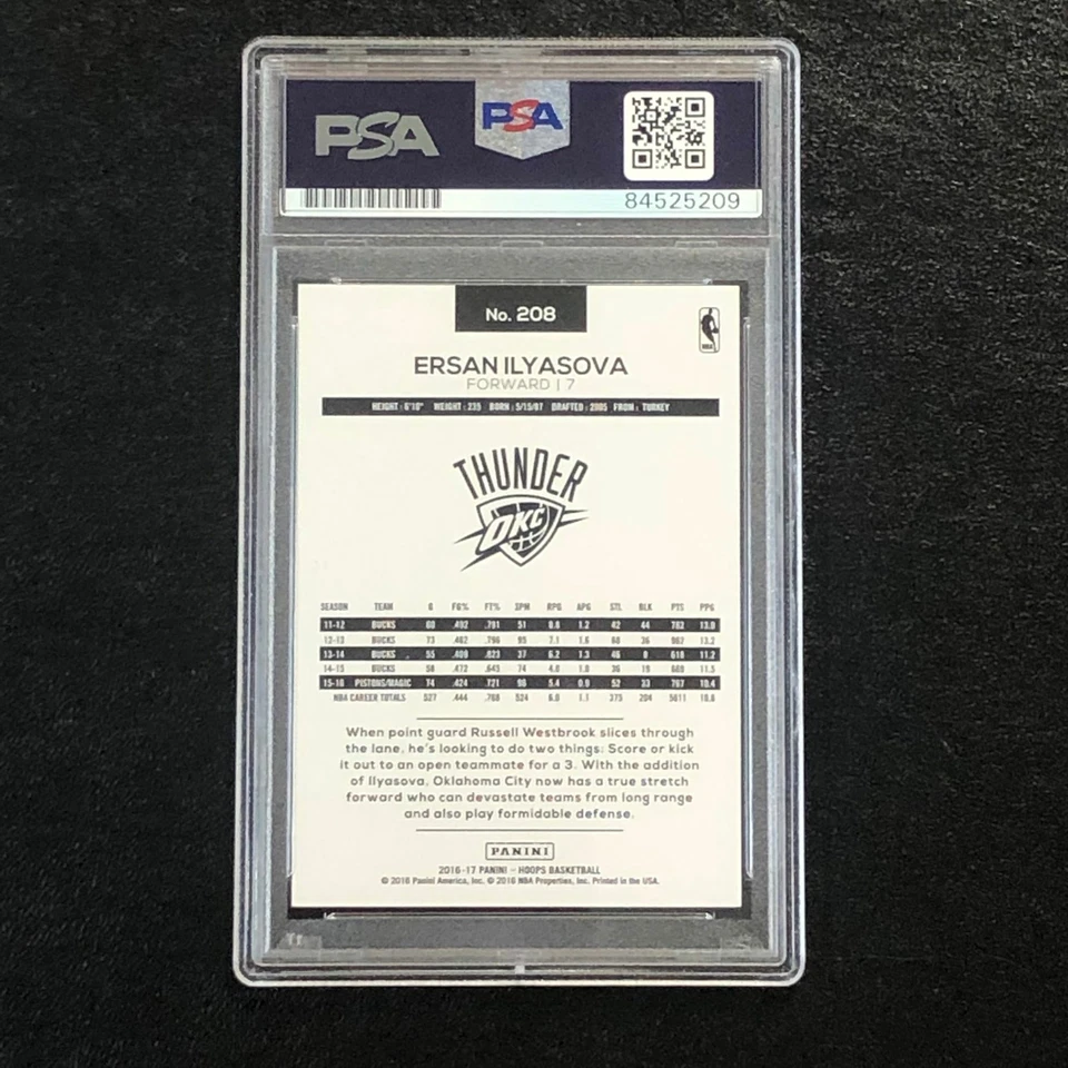 2016-17 NBA Hoops #208 Ersan Ilyasova Signed Card AUTO PSA Slabbed Thunder - Image 2 of 2