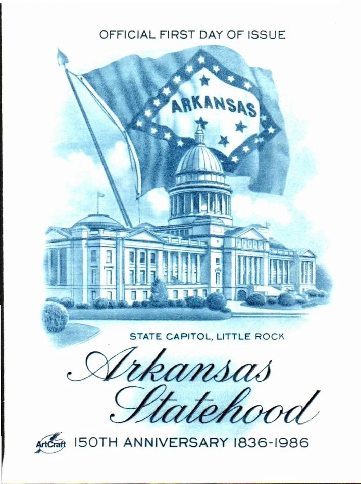 2167 Arkansas Statehood FDC, ArtCraft Cachet, Open flap, VFC, Unaddressed - Image 3 of 4