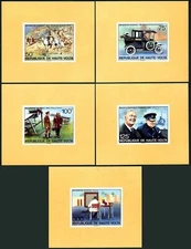 Burkina Faso 346-350 deluxe,MNH. Winston Churchill-100,1975.Roosevelt,as painter