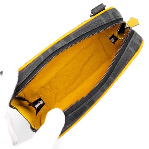 FENDI Zucca Mini Shoulder Bag PVC Coated Canvas, Gray & Yellow 7AS122 - Picture 3 of 10