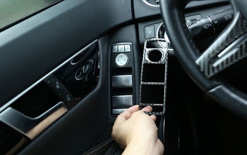 For Benz GLK 2008-2015 Real Carbon Fiber Window Lock Lift Panel Trim Frame 4PCS - Picture 8 of 10