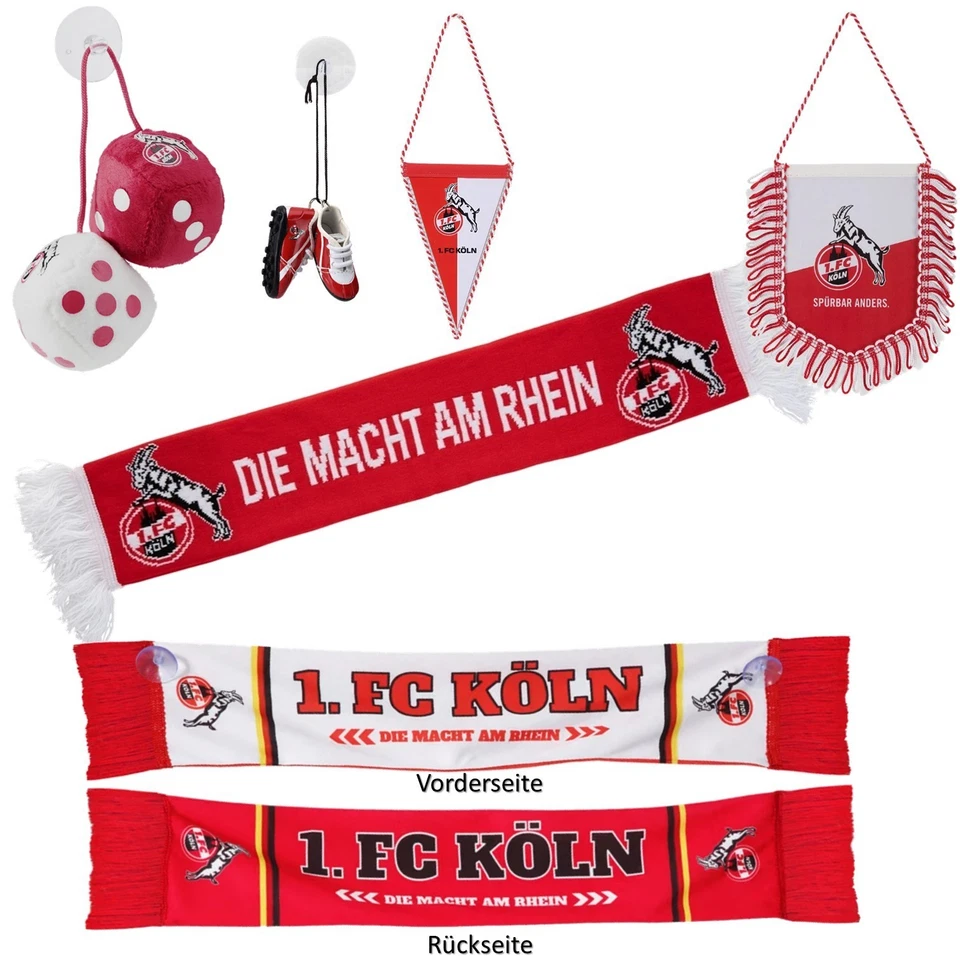 1. FC Köln Autoschal Minischal Banner Plüschwürfel Autospiegelschuhe Autowürfel - Bild 2 von 4