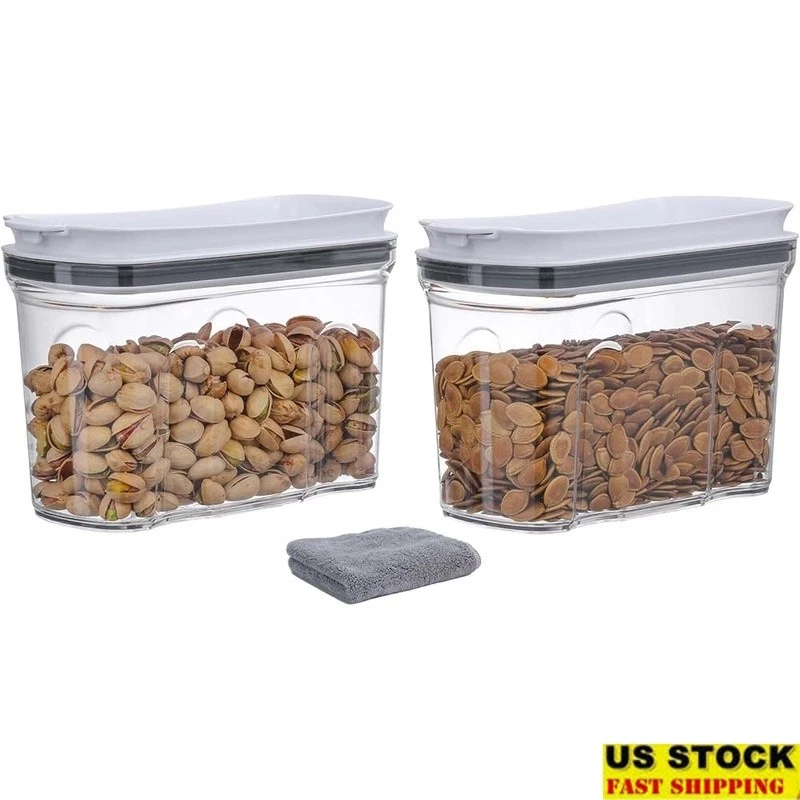Airtight Food Storage Containers 2 Pack BPA Free Cereal & Snack Organizer New