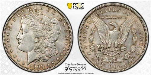 1903 Morgan Silver Dollar PCGS Gold Shield AU55
