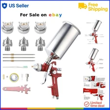 HVLP Gravity Feed Spray Gun Aluminum Cup Auto Wall Paint with Nozzles