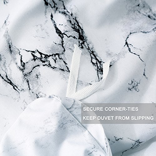 Bedding Duvet Cover Set White and Black Printed 3 Piece - 1000 - Queen Marble - Picture 5 of 6