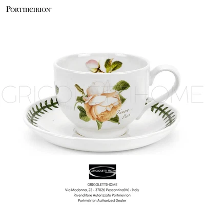 Portmeirion - Botanic Roses - Tasse À Thé Avec Soucoupe Rose Pêche - 200 Ml - Photo 1/3