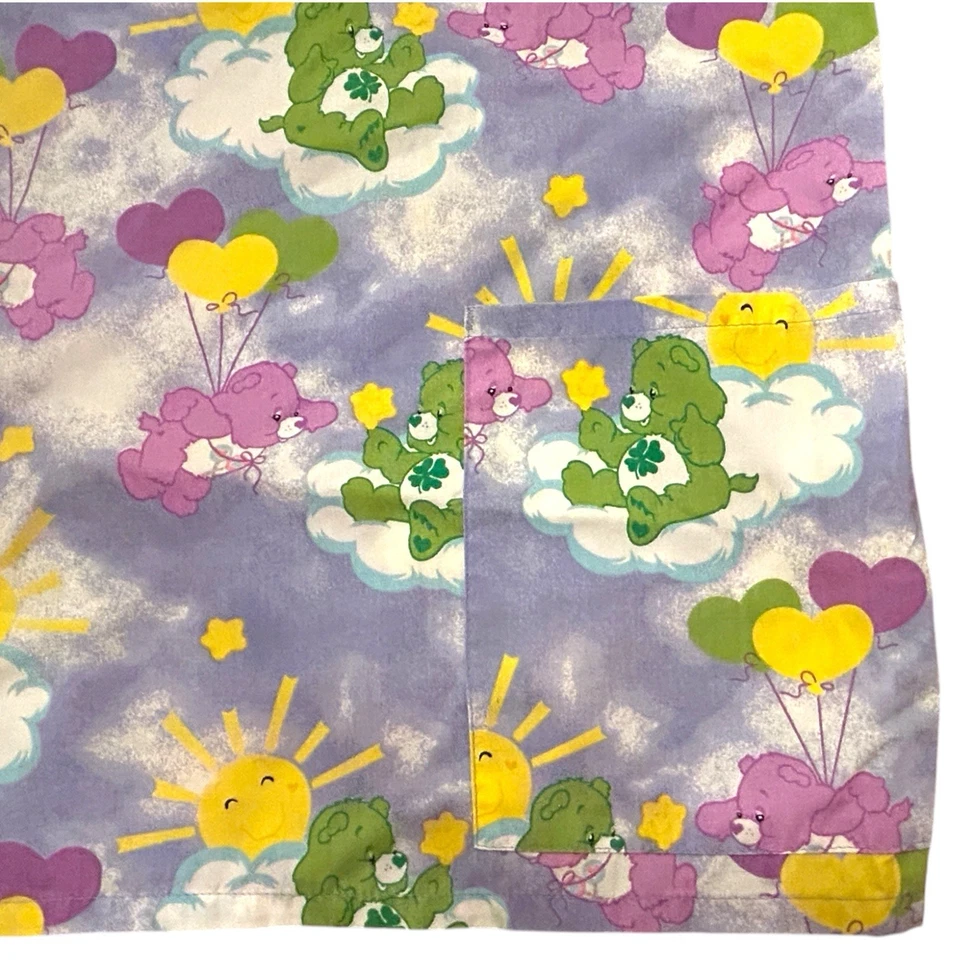 Vintage 2002 Care Bears Scrub Top SZ XL Teddy Bear Wish Friend Hugs Made in USA - Image 4 of 4