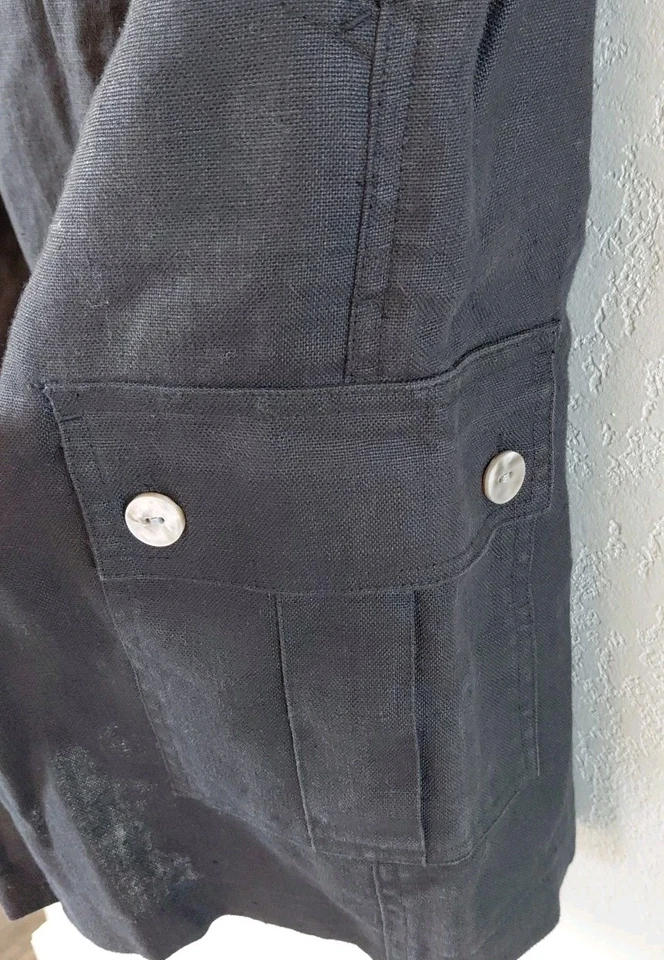 Pantalones cortos 100 % lino para mujer talla 18 negros clásicos ropa de vacaciones verano atemporal Foto 2 de 4