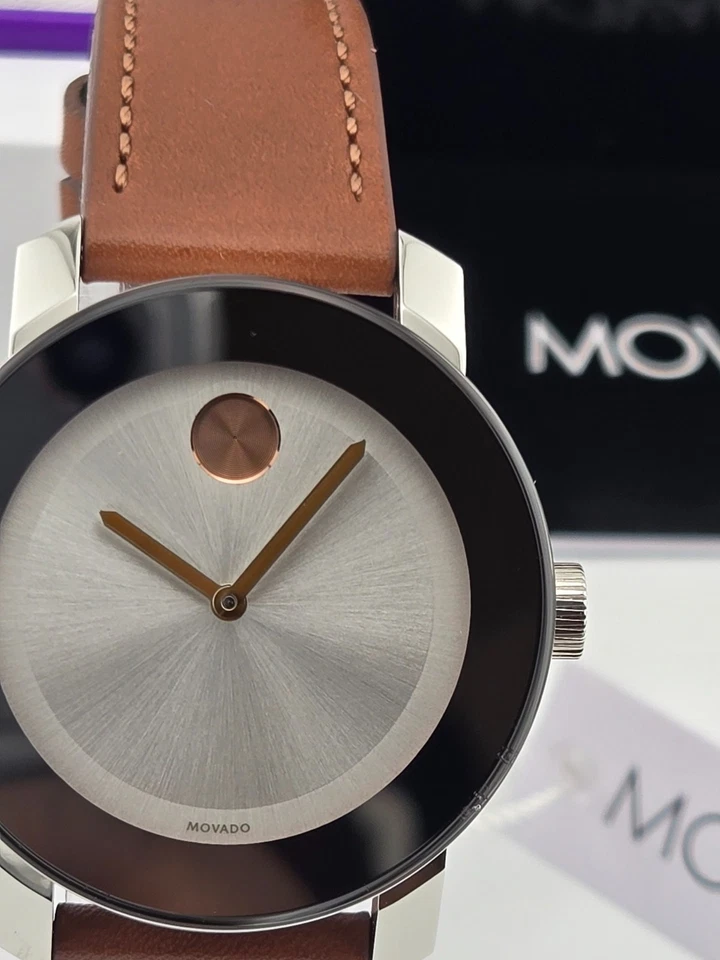 Reloj Movado Bold para mujer con esfera plateada correa de cuero marrón - 3600379 (precio de venta sugerido por el fabricante 595 USD) Foto 3 de 4