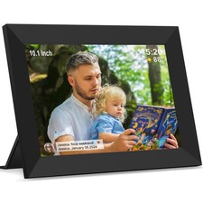 Digital Picture Frame with 10.1 Inch IPS Touch Screen,Loading Pictures to Sma...