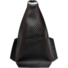 Shift Boot Cover, Gear Shift Knob Dust Protection Black Carbon Fibre PU Leather