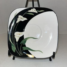 Nine BEAUTIFUL Sanyo Quadrille 6.50” Simi-porcelain Saucers Made In Korea