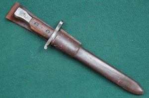 WWI WW1 Canadian Ross Bayonet & Leather Scabbard Mk II Modified Free Shipping