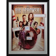 Big Lebowski Full-Size Movie Poster Deluxe Framed with Cast Autographs - JSA