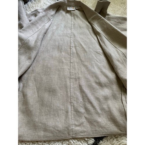 Vintage 90s Y2K Liz Claiborne Taupe Rustic Linen Blazer Jacket Pockets Sz S - Picture 16 of 16