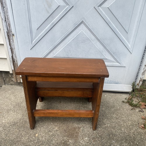 Vintage FURNITURE wood high bed two step stool ladder kitchen - Picture 5 of 7