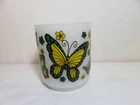 Vtg 1970's  McKee ? pretty butterflys  milk glass coffee  mug pristine