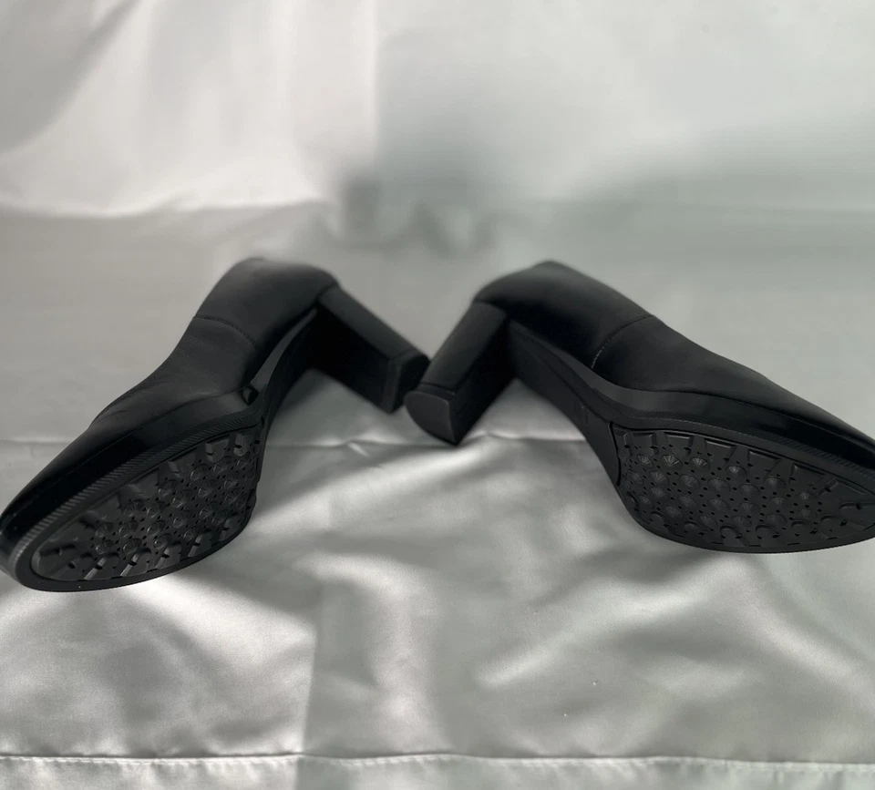 Zapatos de salón Geox Respira Annya para mujer de cuero negro con tacón ancho talla 38 7,5 Foto 3 de 4