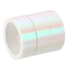 3pcs 15mmx5m Holographic Tape Adhesive Metallic Foil Masking Sticker, White