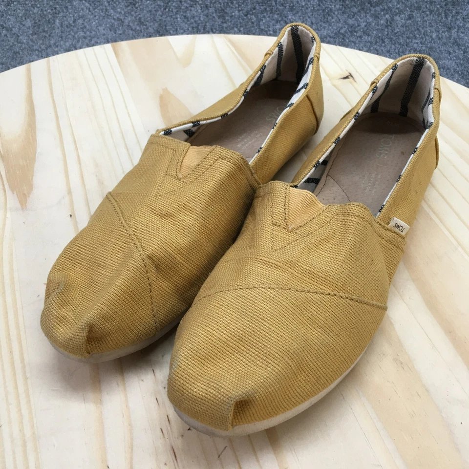 Sapatos femininos Toms 10 clássicos herança chinelo tecido dourado conforto 10015441 - Imagem 3 de 4