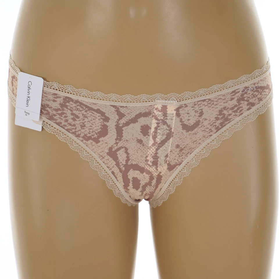 CALVIN KLEIN Mujer MEDIANO COQUETEO TANGA BRAGAS en Estampado PIEL DE SERPIENTE ROSA Y BEIGE Foto 2 de 4