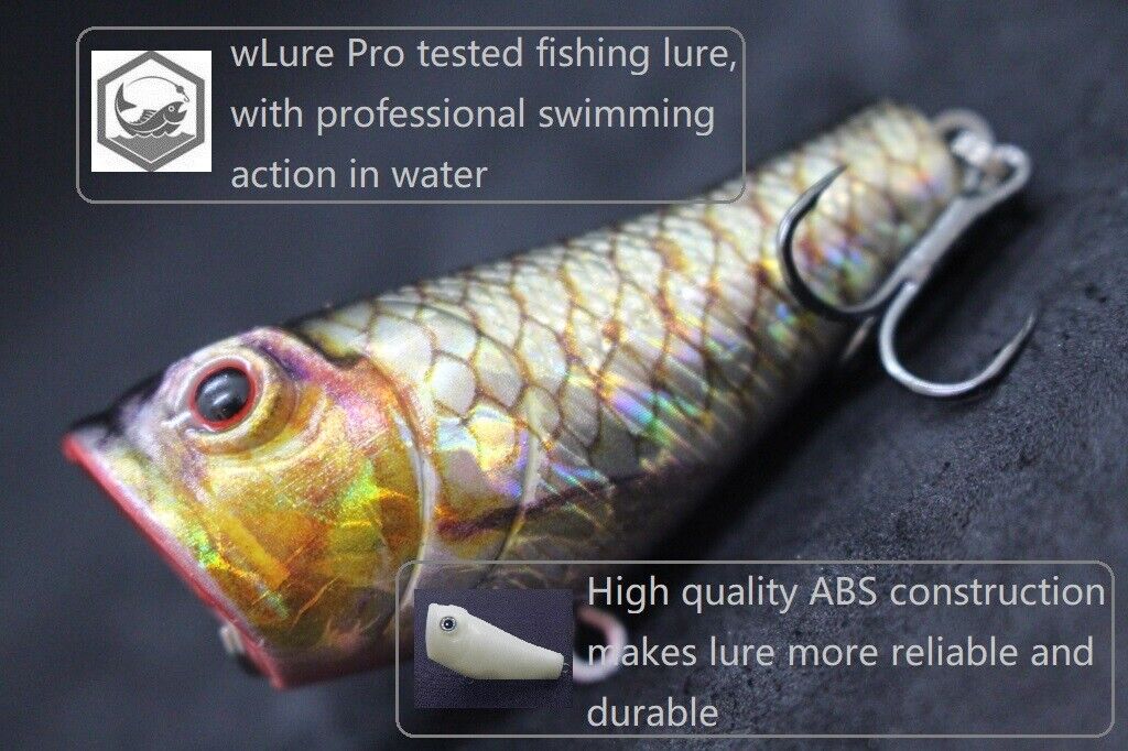 Topwater Fishing Lure wLure 2 inch Popper High Splash Real Skin Colors HT620