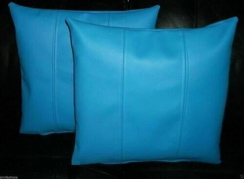 NOORA Leather Blue Square Pillow Cover, Home Decor Designer Pillow Cushion Cover