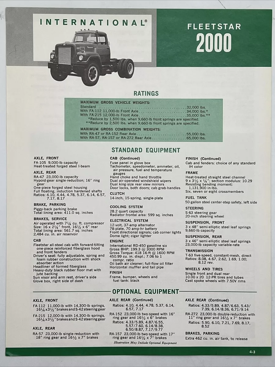 1963 INTERNATIONAL HARVESTER TRUCKS FLEETSTAR MODEL 2000 Brochure