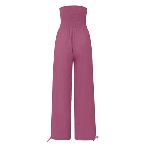 Women Cotton Linen Pants Solid Wide Leg Casual Loose Pants High Waist Trousers - Bild 4 von 36