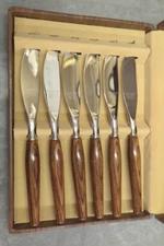 MCM Mode Danish Stainless Knives Teak Handles Sheffield England, NIB, Set of 6