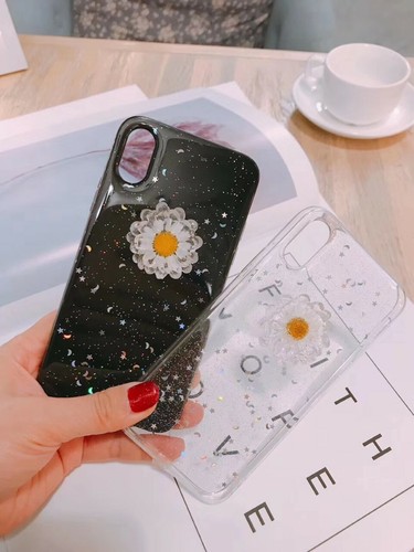 NEW CLEAR BLACK 3D FLOWER DESIGNER SPARKLE DIAMANTE CASE COVER MOBILE IPHONE 7 8