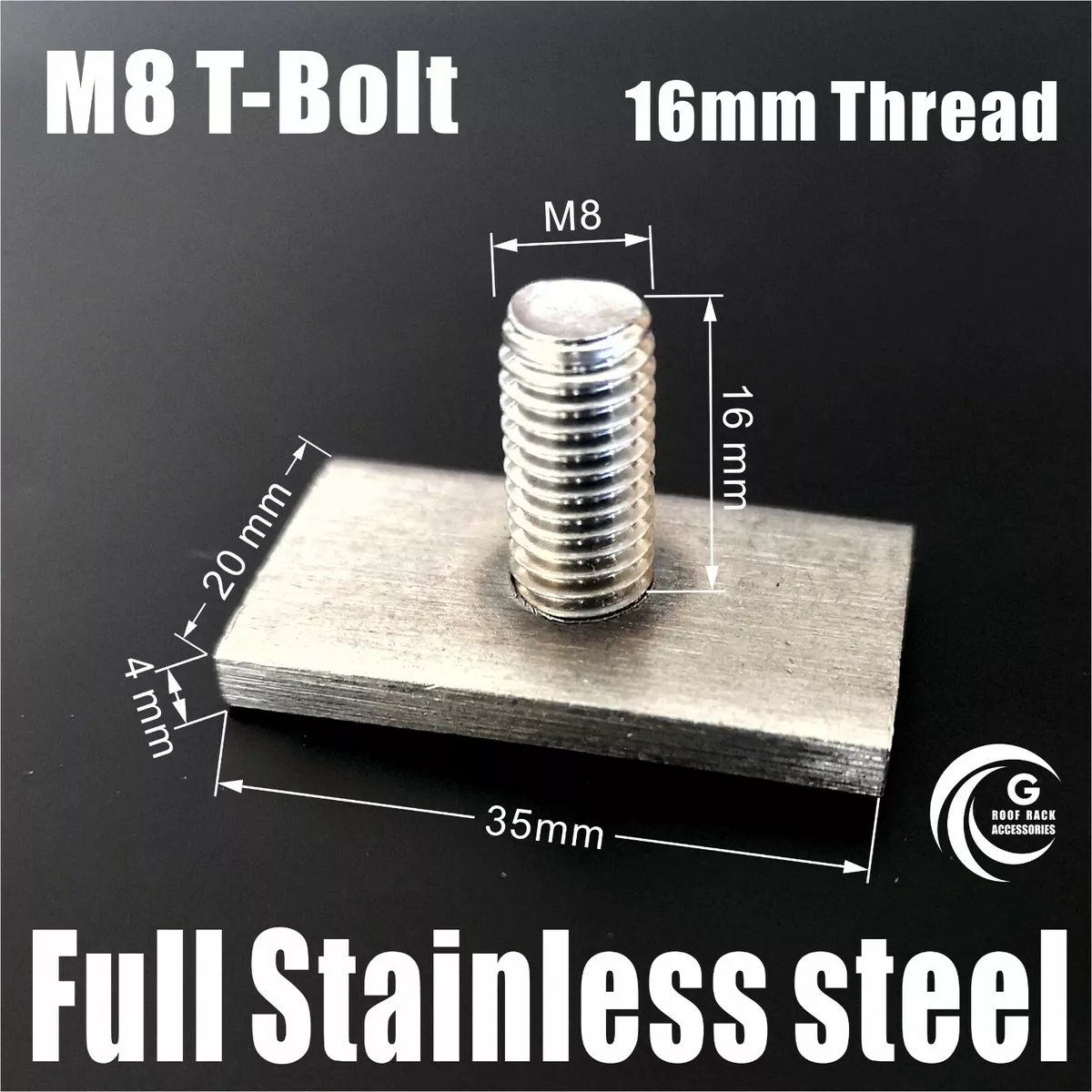 T Bolt Eye Nut tie down kit for Rhino Thule Yakima Pro Rola roof rack M8X8 Short