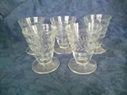 VTG Anchor Hocking? Clear Glass Footed Juice Glasses - LAUREL -  lot of 5