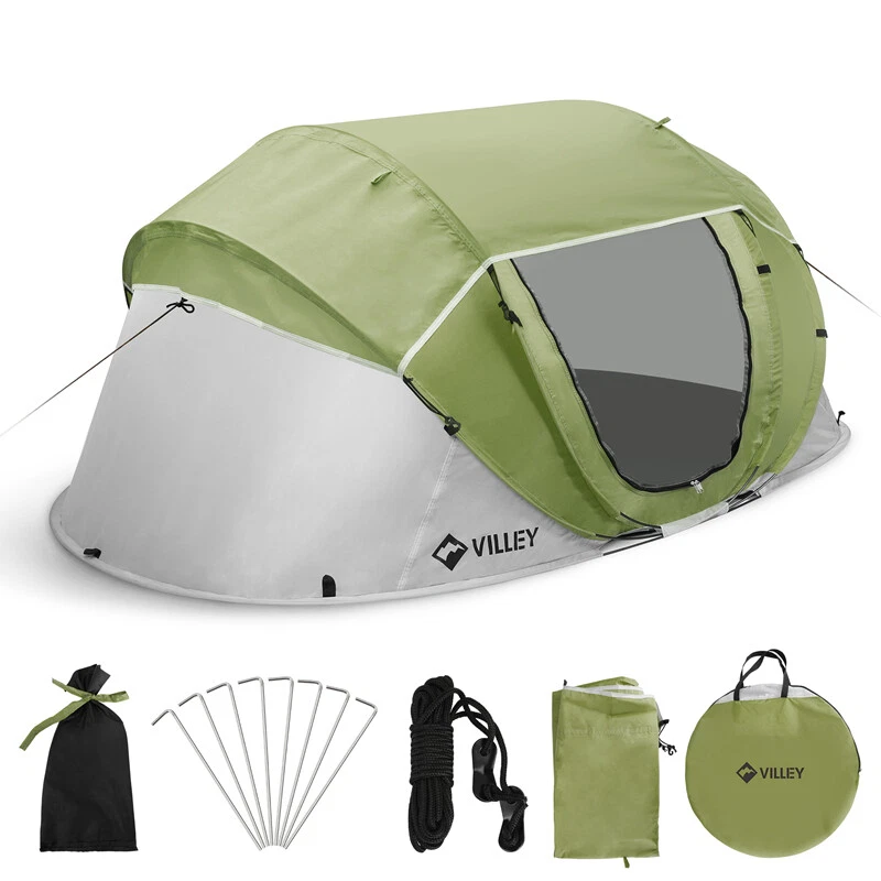VILLEY Easy Setup 4 Persons Camping Beach Tent Pop Up Tent Waterproof Automatic