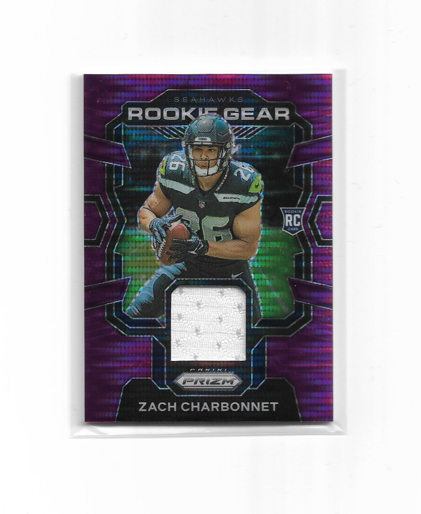 Zach Charbonnet 2023 Prizm Purple Pulsar Prizm Rookie Gear Jersey #RG-ZC NM