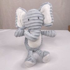 Chickpea Baby Gray White Ribbed Elephant Plush 11  Soft Lovey Toy