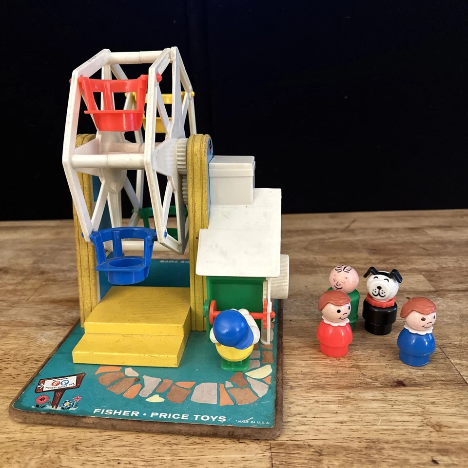 Caja de música Fisher-Price vintage 969 rueda de la fortuna Little People juguete clásico 1966 Foto 4 de 4