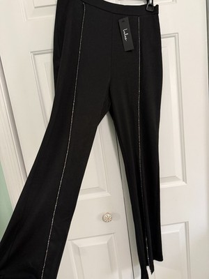 NWT Lulus Glamorous Black and Silver Rhinestone Flare Pants Size M Read