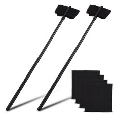 Flute Cleaning Kit with Reusable Plastic Rod and Soft Cloth for Saxophone Black