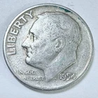 1954 D Roosevelt 10c Dime 90% Silver Circulated Coin #7808