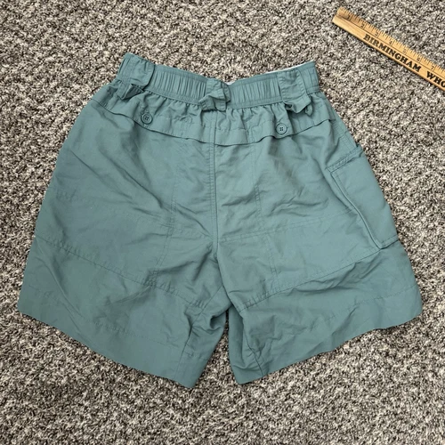 Aftco Shorts Mens 28 Cargo Pockets Fishing Elastic Waist Nylon Sage Green Fish - Picture 6 of 6