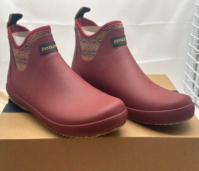 Pendleton Women's Abiquiu Sky Neo Chelsea Red Waterproof Rain Boots NIB Sz 7, 9