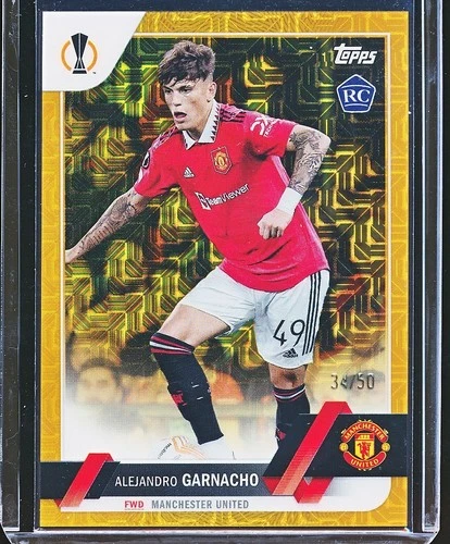 ALEJANDRO GARNACHO 2022-23 TOPPS UEFA JAPAN CHROME GOLD MOJO REFRACTOR RC /50